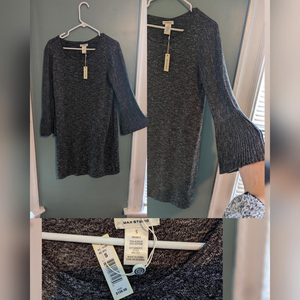 Gray sweater dress tunic. Max studios. size small.
